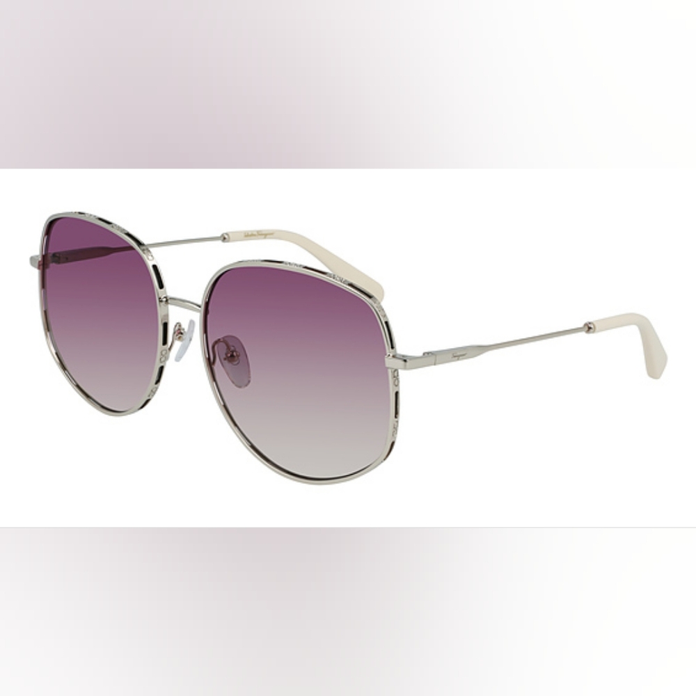 Salvatore Ferragamo Radiant Violet Women Rose Gold Ivory Sunglasses - Picture 5 of 12